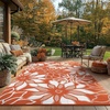 GENIMO Waterproof Outdoor Rug 5′ x 8′ for Patio Decor, Reversible Plastic Straw Area Rugs for Camping Clearance, RV Mat, Large Outside Carpet for Porch, Deck, Picni, Balcony, Garden, Black & Brown(C.orange & White)