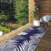 GENIMO Waterproof Outdoor Rug 5′ x 8′ for Patio Decor, Reversible Plastic Straw Area Rugs for Camping Clearance, RV Mat, Large Outside Carpet for Porch, Deck, Picni, Balcony, Garden, Black & Brown(Navyblue & White)