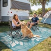 GENIMO Waterproof Outdoor Rug 5′ x 8′ for Patio Decor, Reversible Plastic Straw Area Rugs for Camping Clearance, RV Mat, Large Outside Carpet for Porch, Deck, Picni, Balcony, Garden, Black & Brown(Blue & Beige)