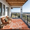 GENIMO Waterproof Outdoor Rug 5′ x 8′ for Patio Decor, Reversible Plastic Straw Area Rugs for Camping Clearance, RV Mat, Large Outside Carpet for Porch, Deck, Picni, Balcony, Garden, Black & Brown(Orange & Beige)