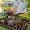 GENIMO Waterproof Outdoor Rug 5′ x 8′ for Patio Decor, Reversible Plastic Straw Area Rugs for Camping Clearance, RV Mat, Large Outside Carpet for Porch, Deck, Picni, Balcony, Garden, Black & Brown(Jet Black & Brown)