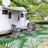 GENIMO Waterproof Outdoor Rug 5′ x 8′ for Patio Decor, Reversible Plastic Straw Area Rugs for Camping Clearance, RV Mat, Large Outside Carpet for Porch, Deck, Picni, Balcony, Garden, Black & Brown(Darkgreen & White)