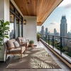 GENIMO Waterproof Outdoor Rug 5′ x 8′ for Patio Decor, Reversible Plastic Straw Area Rugs for Camping Clearance, RV Mat, Large Outside Carpet for Porch, Deck, Picni, Balcony, Garden, Black & Brown(Mottled Coffee Beige)