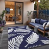 GENIMO Waterproof Outdoor Rug 5′ x 8′ for Patio Decor, Reversible Plastic Straw Area Rugs for Camping Clearance, RV Mat, Large Outside Carpet for Porch, Deck, Picni, Balcony, Garden, Black & Brown(Navy Blue & Light White)