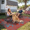 GENIMO Waterproof Outdoor Rug 5′ x 8′ for Patio Decor, Reversible Plastic Straw Area Rugs for Camping Clearance, RV Mat, Large Outside Carpet for Porch, Deck, Picni, Balcony, Garden, Black & Brown(Red & Blue)