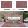 GENIMO Waterproof Outdoor Rug 5′ x 8′ for Patio Decor, Reversible Plastic Straw Area Rugs for Camping Clearance, RV Mat, Large Outside Carpet for Porch, Deck, Picni, Balcony, Garden, Black & Brown(Red & Blue)