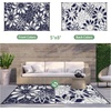 GENIMO Waterproof Outdoor Rug 5′ x 8′ for Patio Decor, Reversible Plastic Straw Area Rugs for Camping Clearance, RV Mat, Large Outside Carpet for Porch, Deck, Picni, Balcony, Garden, Black & Brown(Natural Blue & White)