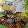 GENIMO Waterproof Outdoor Rug 5′ x 8′ for Patio Decor, Reversible Plastic Straw Area Rugs for Camping Clearance, RV Mat, Large Outside Carpet for Porch, Deck, Picni, Balcony, Garden, Black & Brown(Orange & Black)