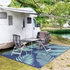 GENIMO Waterproof Outdoor Rug 5′ x 8′ for Patio Decor, Reversible Plastic Straw Area Rugs for Camping Clearance, RV Mat, Large Outside Carpet for Porch, Deck, Picni, Balcony, Garden, Black & Brown(Royalblue & Bluegreen)
