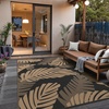 GENIMO Waterproof Outdoor Rug 5′ x 8′ for Patio Decor, Reversible Plastic Straw Area Rugs for Camping Clearance, RV Mat, Large Outside Carpet for Porch, Deck, Picni, Balcony, Garden, Black & Brown(Black & Light Brown)