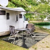 GENIMO Waterproof Outdoor Rug 5′ x 8′ for Patio Decor, Reversible Plastic Straw Area Rugs for Camping Clearance, RV Mat, Large Outside Carpet for Porch, Deck, Picni, Balcony, Garden, Black & Brown(Black & Beige | Waterproof)