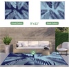 GENIMO Waterproof Outdoor Rug 5′ x 8′ for Patio Decor, Reversible Plastic Straw Area Rugs for Camping Clearance, RV Mat, Large Outside Carpet for Porch, Deck, Picni, Balcony, Garden, Black & Brown(Navyblue & Mistblue)