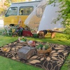 GENIMO Waterproof Outdoor Rug 5′ x 8′ for Patio Decor, Reversible Plastic Straw Area Rugs for Camping Clearance, RV Mat, Large Outside Carpet for Porch, Deck, Picni, Balcony, Garden, Black & Brown(Natural Black & Brown)