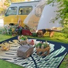 GENIMO Waterproof Outdoor Rug 5′ x 8′ for Patio Decor, Reversible Plastic Straw Area Rugs for Camping Clearance, RV Mat, Large Outside Carpet for Porch, Deck, Picni, Balcony, Garden, Black & Brown(Yellow & Blue Blend)