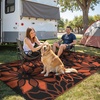 GENIMO Waterproof Outdoor Rug 5′ x 8′ for Patio Decor, Reversible Plastic Straw Area Rugs for Camping Clearance, RV Mat, Large Outside Carpet for Porch, Deck, Picni, Balcony, Garden, Black & Brown(C.black & Orange)