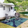 GENIMO Waterproof Outdoor Rug 5′ x 8′ for Patio Decor, Reversible Plastic Straw Area Rugs for Camping Clearance, RV Mat, Large Outside Carpet for Porch, Deck, Picni, Balcony, Garden, Black & Brown(Navyblue & Jadegreen)