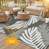 GENIMO Waterproof Outdoor Rug 5′ x 8′ for Patio Decor, Reversible Plastic Straw Area Rugs for Camping Clearance, RV Mat, Large Outside Carpet for Porch, Deck, Picni, Balcony, Garden, Black & Brown(Grey & Light White)