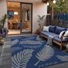 GENIMO Waterproof Outdoor Rug 5′ x 8′ for Patio Decor, Reversible Plastic Straw Area Rugs for Camping Clearance, RV Mat, Large Outside Carpet for Porch, Deck, Picni, Balcony, Garden, Black & Brown(Navy Blue & Bright Grey)