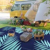 GENIMO Waterproof Outdoor Rug 5′ x 8′ for Patio Decor, Reversible Plastic Straw Area Rugs for Camping Clearance, RV Mat, Large Outside Carpet for Porch, Deck, Picni, Balcony, Garden, Black & Brown(Navy Blue & Jade Green)