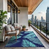 GENIMO Waterproof Outdoor Rug 5′ x 8′ for Patio Decor, Reversible Plastic Straw Area Rugs for Camping Clearance, RV Mat, Large Outside Carpet for Porch, Deck, Picni, Balcony, Garden, Black & Brown(Navyblue & Jadegreen)