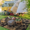GENIMO Waterproof Outdoor Rug 5′ x 8′ for Patio Decor, Reversible Plastic Straw Area Rugs for Camping Clearance, RV Mat, Large Outside Carpet for Porch, Deck, Picni, Balcony, Garden, Black & Brown(Charcoal Black & Brown)