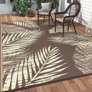 GENIMO Waterproof Outdoor Rug 5′ x 8′ for Patio Decor, Reversible Plastic Straw Area Rugs for Camping Clearance, RV Mat, Large Outside Carpet for Porch, Deck, Picni, Balcony, Garden, Black & Brown(Mottled Coffee Beige)