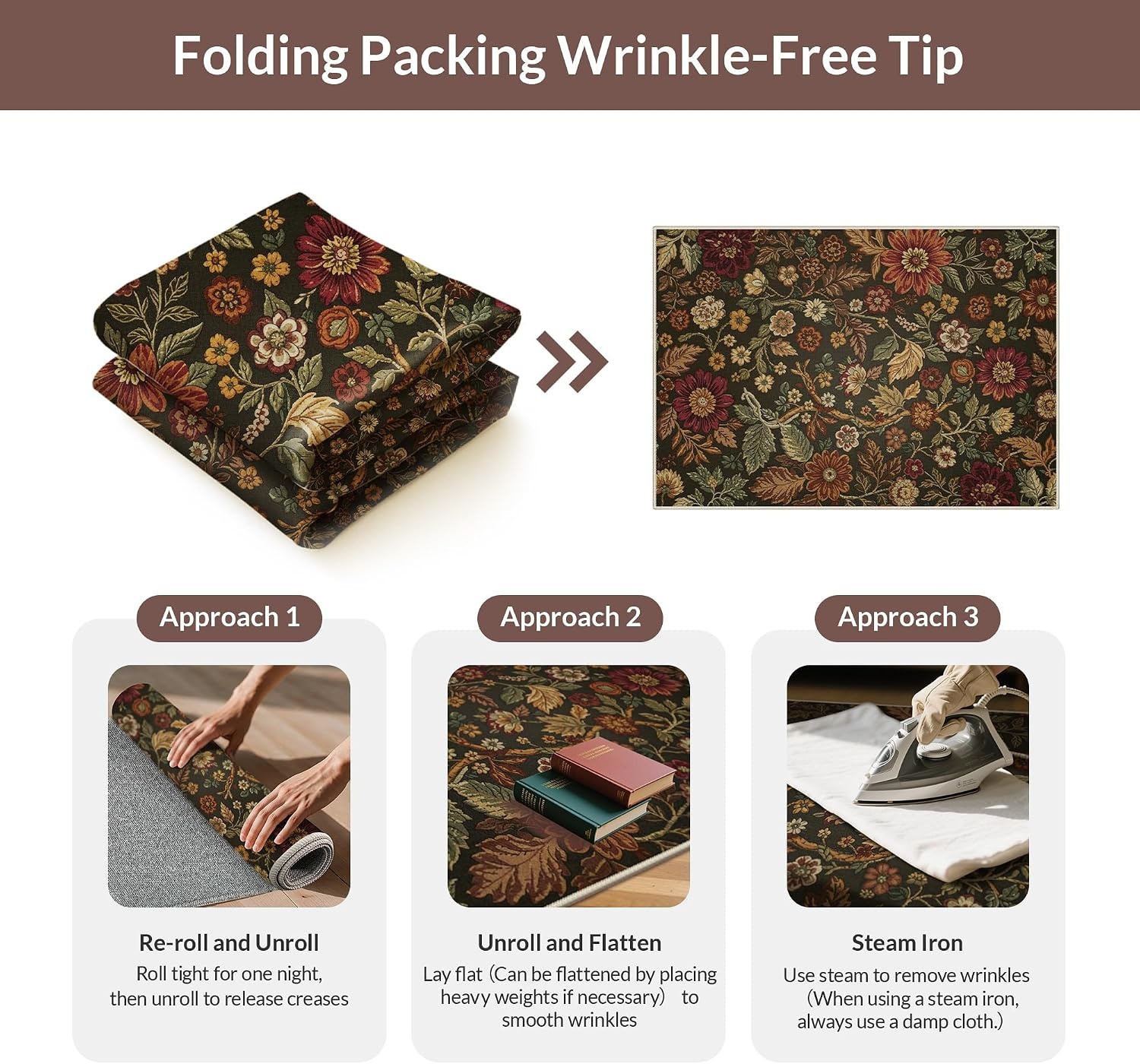 image:imageGENIMO 2x10 Washable Runner Rug Non Slip for Hallway Black Red Gold Vintage Floral Kitchen Runner Stain Resistant Low Pile and Lightweight for Entryway Bedroom Bathroom and Laundry Room