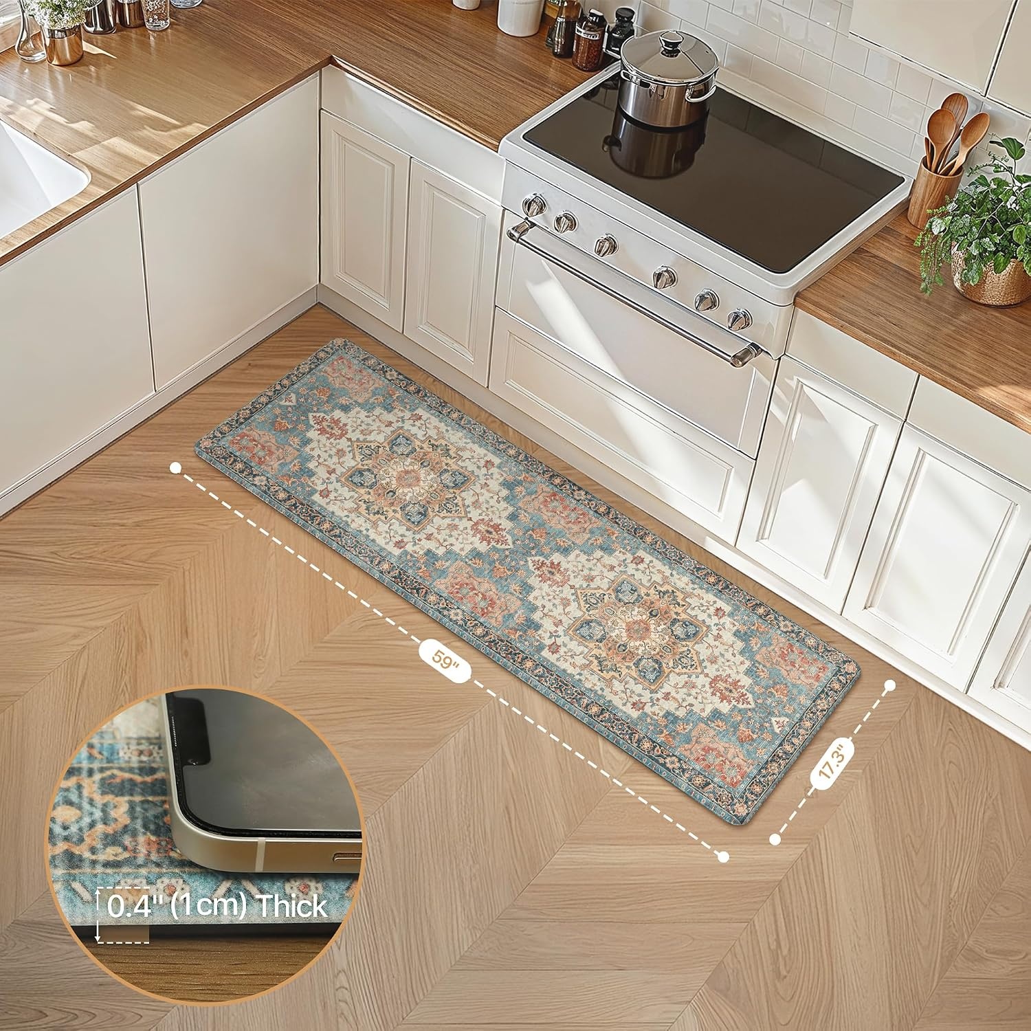 image:imageGENIMO Anti Fatigue Kitchen Mats for Floor 2PCS Cushioned Standing Mats 173x47amp173x30 Light Taupe Brown vintage boho rug set waterproof nonslip easyclean for home laundry sink farmhouseBluesalmon