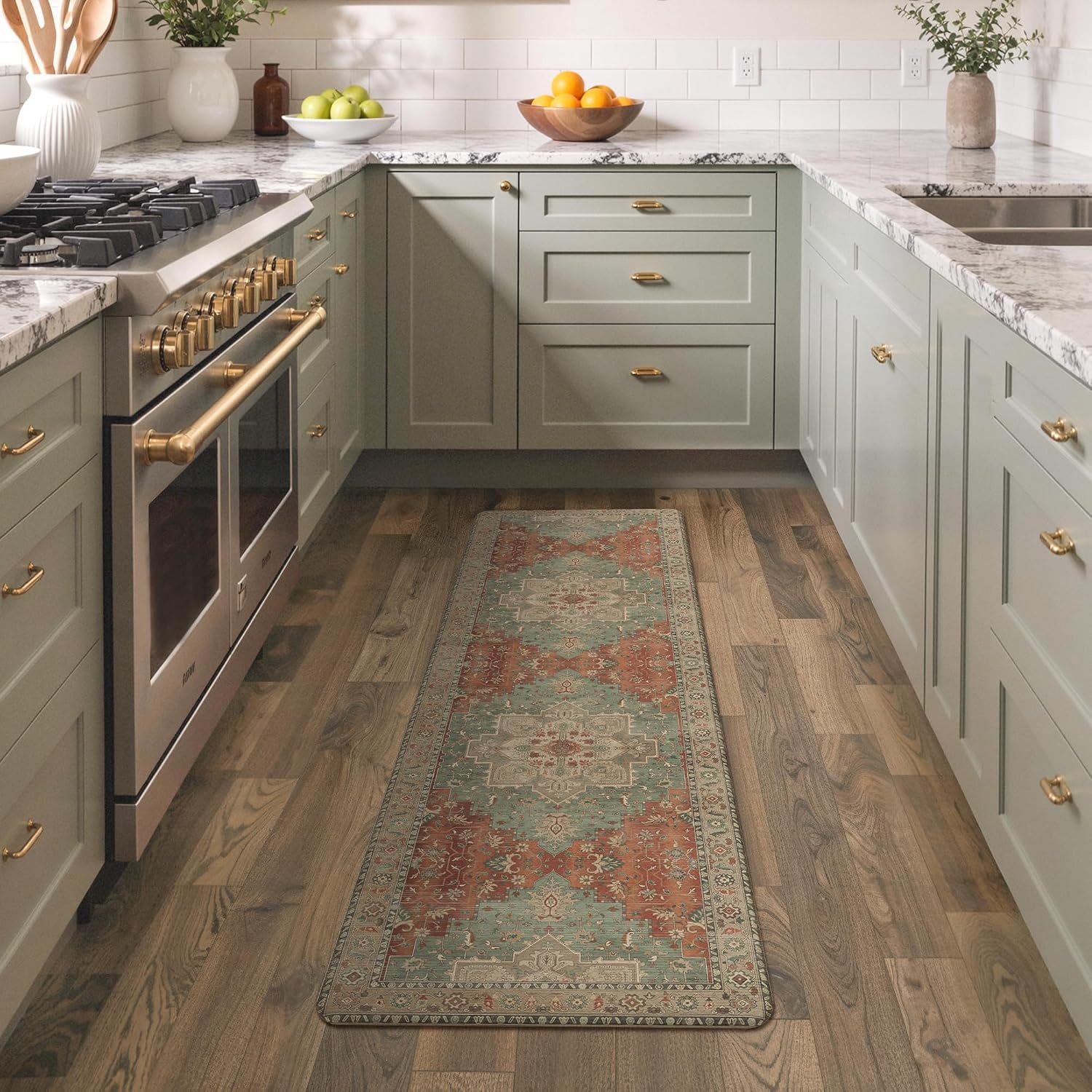 image:imageGENIMO Anti Fatigue Kitchen Mats for Floor 2PCS Cushioned Standing Mats 173x47amp173x30 Light Taupe Brown vintage boho rug set waterproof nonslip easyclean for home laundry sink farmhouseMulti Color