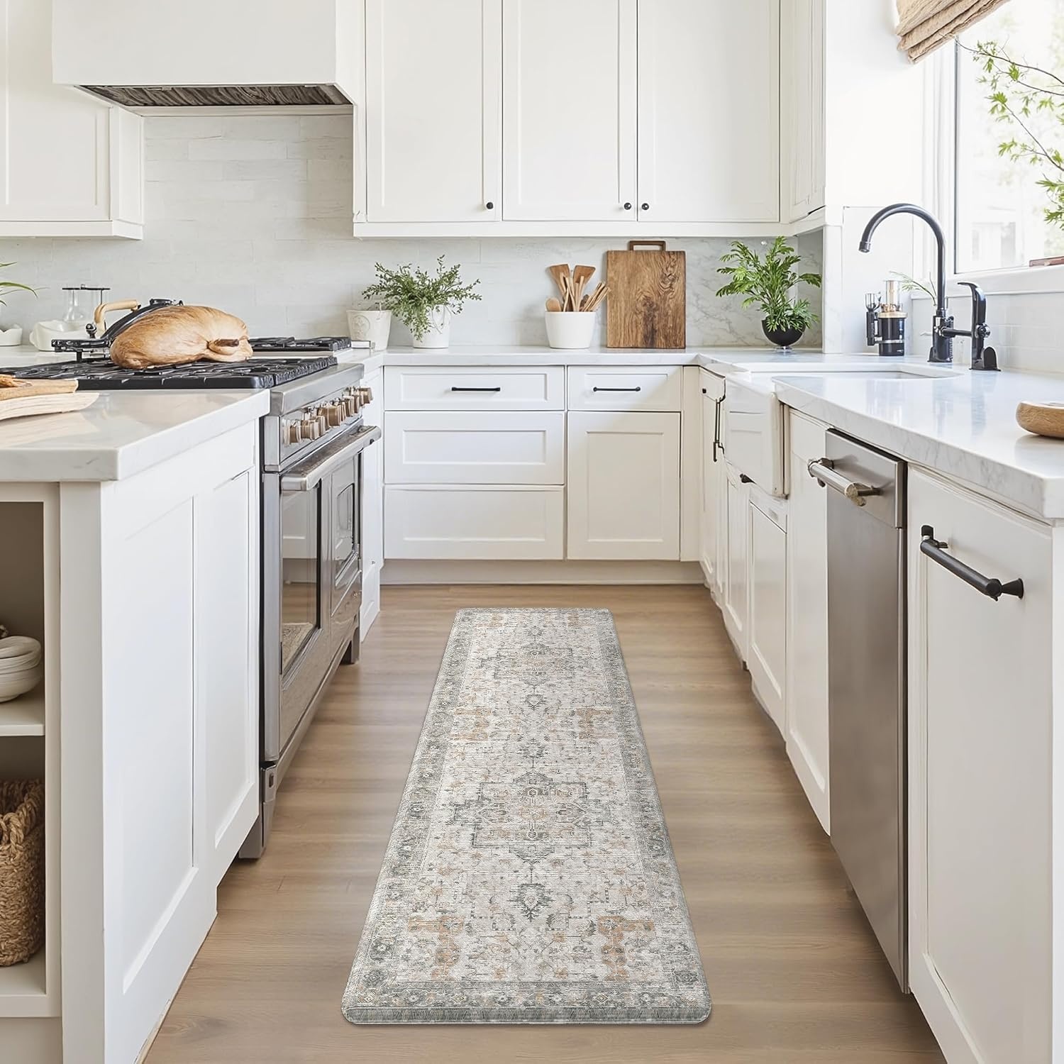 image:imageGENIMO Anti Fatigue Kitchen Mats for Floor 2PCS Cushioned Standing Mats 173x47amp173x30 Light Taupe Brown vintage boho rug set waterproof nonslip easyclean for home laundry sink farmhouseLight Taupe Brown