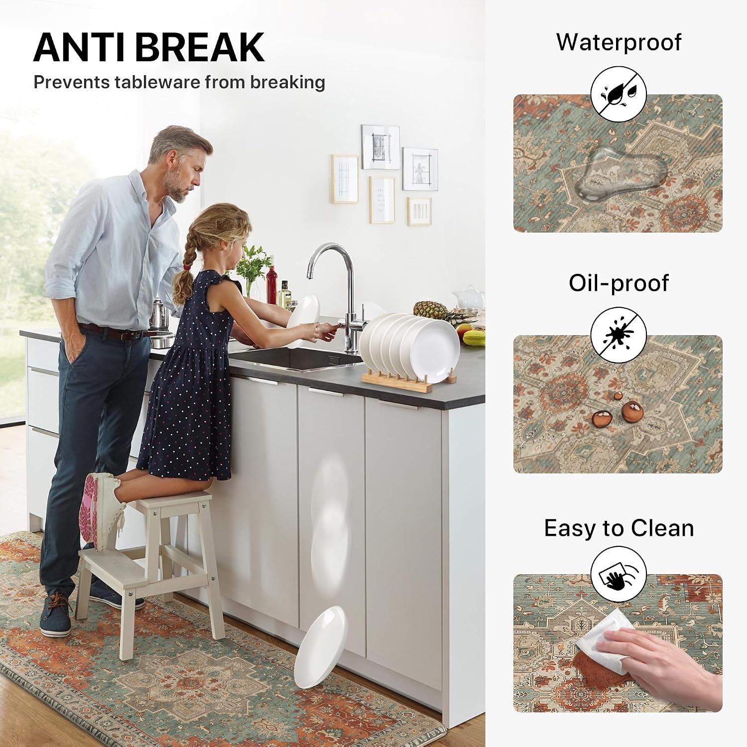 image:imageGENIMO Anti Fatigue Kitchen Mats for Floor 2PCS Cushioned Standing Mats 173x47amp173x30 Light Taupe Brown vintage boho rug set waterproof nonslip easyclean for home laundry sink farmhouseMulti Color