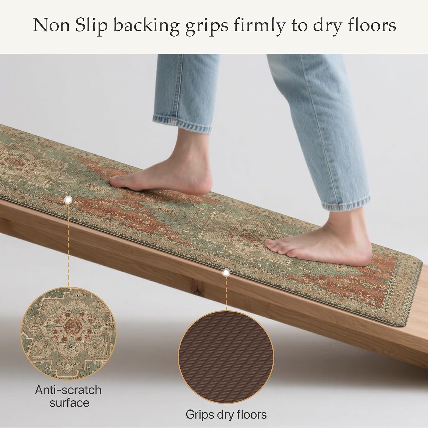 image:imageGENIMO Anti Fatigue Kitchen Mats for Floor 2PCS Cushioned Standing Mats 173x47amp173x30 Light Taupe Brown vintage boho rug set waterproof nonslip easyclean for home laundry sink farmhouseMulti Color