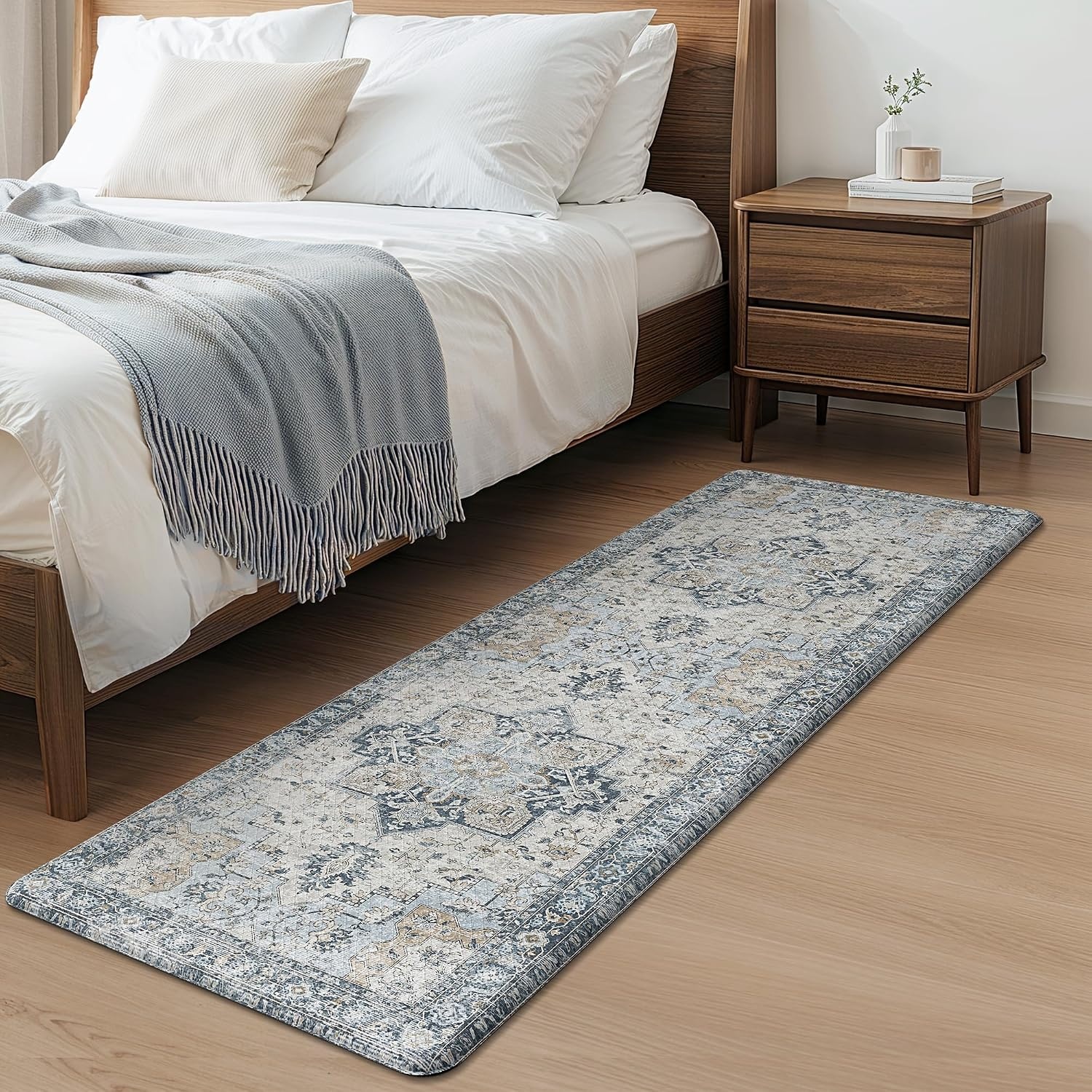 image:imageGENIMO Anti Fatigue Kitchen Mats for Floor 2PCS Cushioned Standing Mats 173x47amp173x30 Light Taupe Brown vintage boho rug set waterproof nonslip easyclean for home laundry sink farmhouseLight Blue