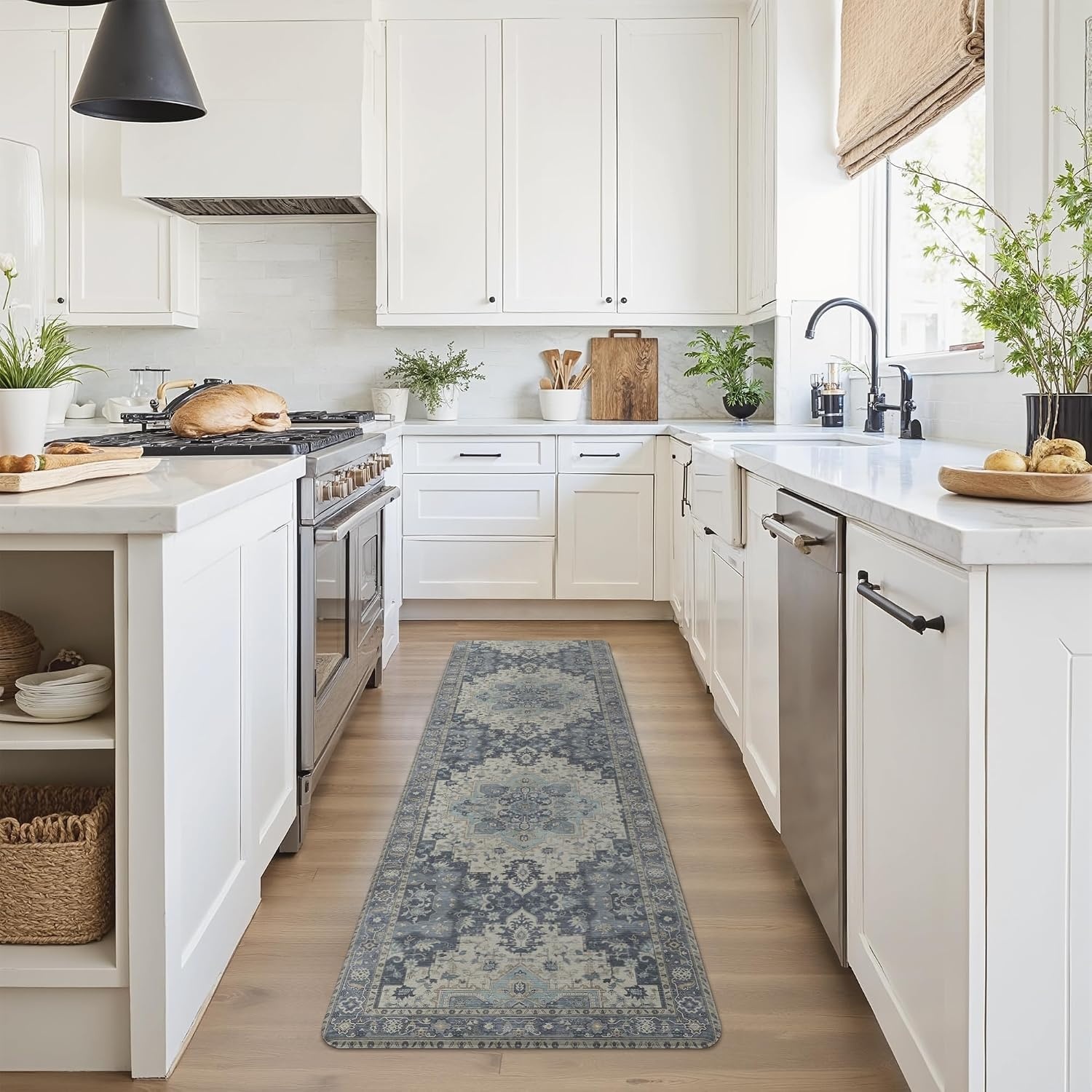 image:imageGENIMO Anti Fatigue Kitchen Mats for Floor 2PCS Cushioned Standing Mats 173x47amp173x30 Light Taupe Brown vintage boho rug set waterproof nonslip easyclean for home laundry sink farmhouseCenter Blue