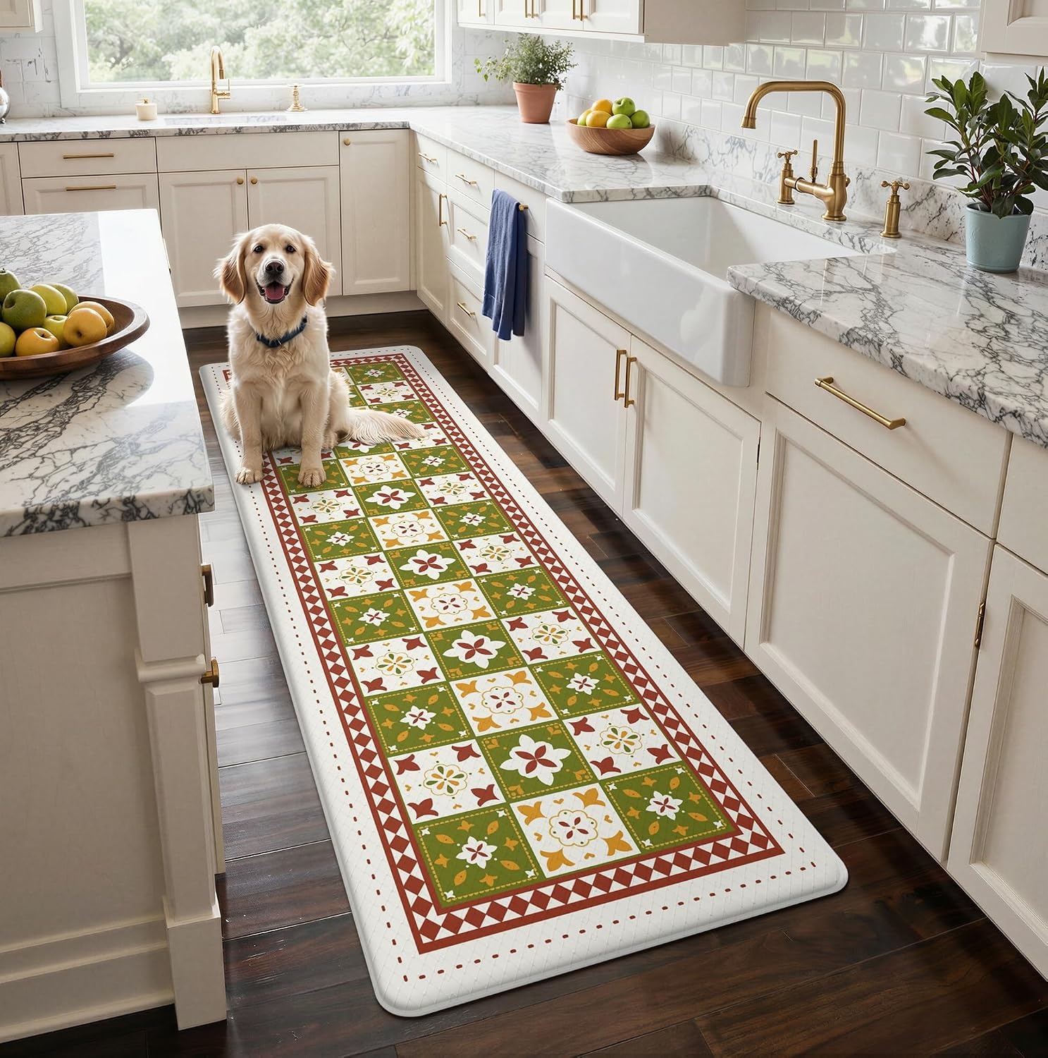 image:imageGENIMO Anti Fatigue Kitchen Mats for Floor 2PCS Cushioned Standing Mats 173x47amp173x30 Light Taupe Brown vintage boho rug set waterproof nonslip easyclean for home laundry sink farmhouseDgreen