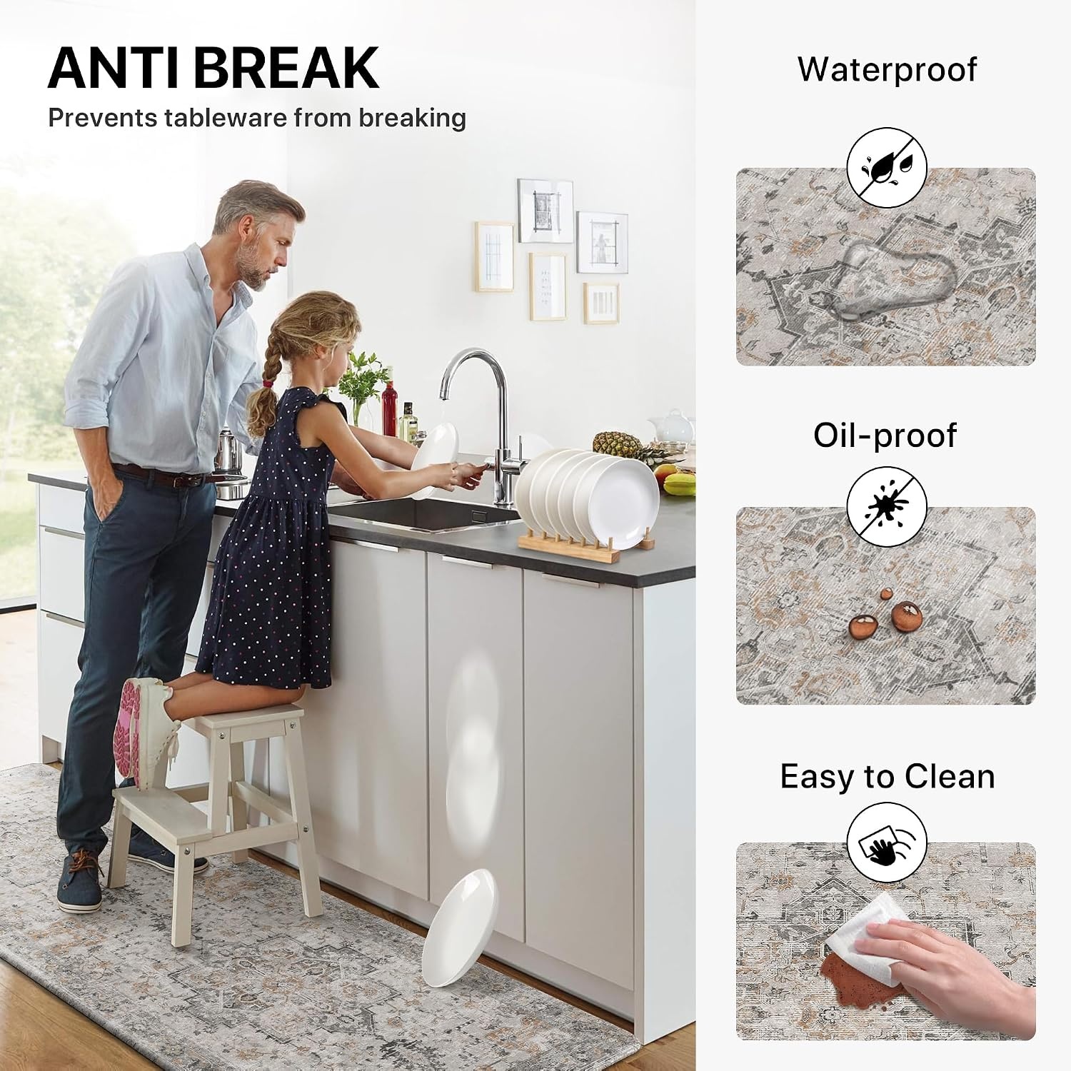 image:imageGENIMO Anti Fatigue Kitchen Mats for Floor 2PCS Cushioned Standing Mats 173x47amp173x30 Light Taupe Brown vintage boho rug set waterproof nonslip easyclean for home laundry sink farmhouseLight Taupe Brown