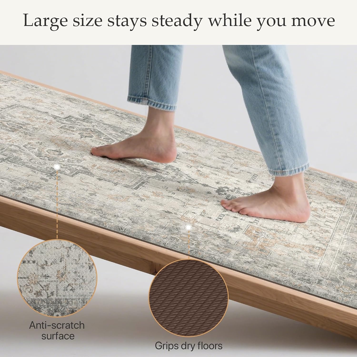 image:imageGENIMO Anti Fatigue Kitchen Mats for Floor 2PCS Cushioned Standing Mats 173x47amp173x30 Light Taupe Brown vintage boho rug set waterproof nonslip easyclean for home laundry sink farmhouseLight Taupe Brown