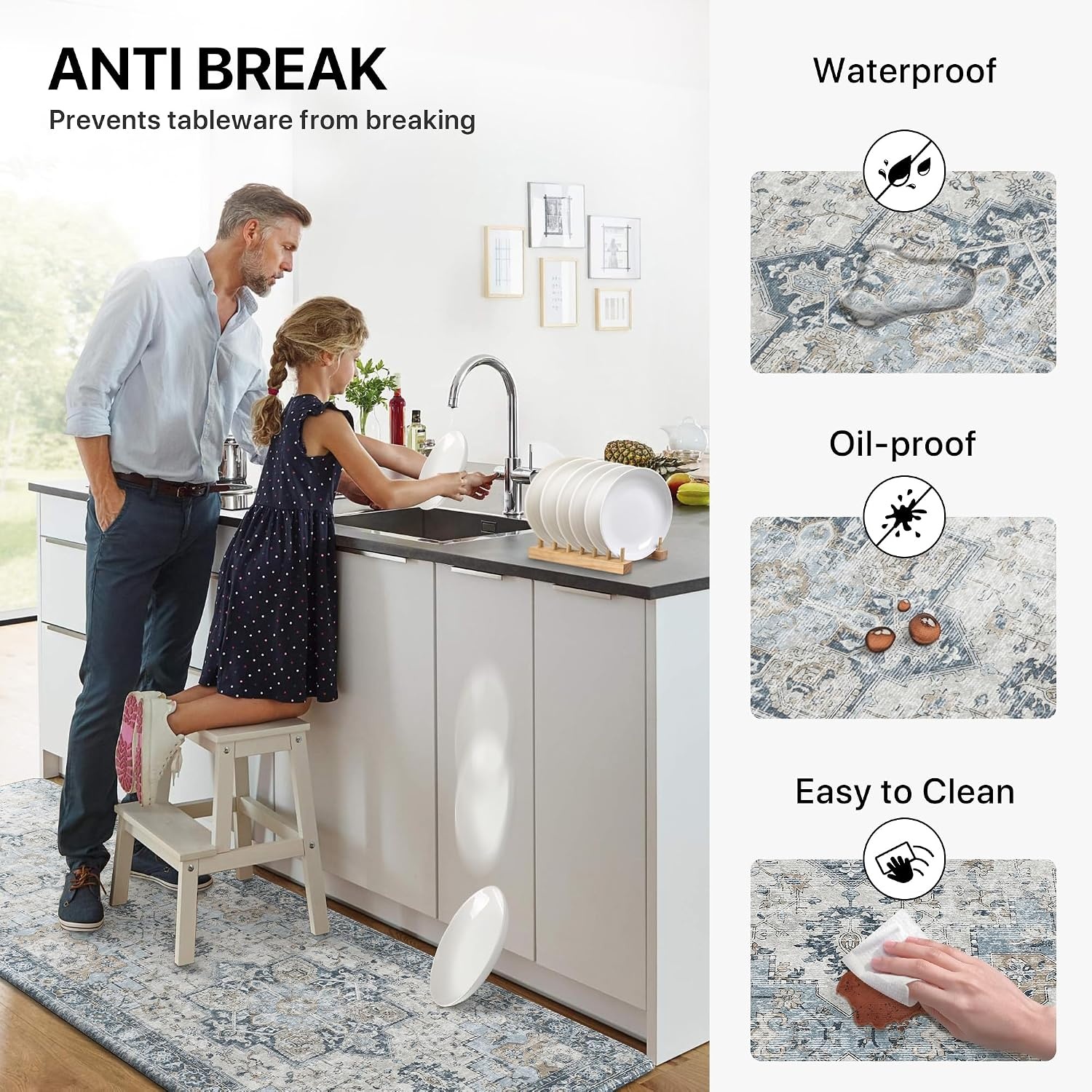 image:imageGENIMO Anti Fatigue Kitchen Mats for Floor 2PCS Cushioned Standing Mats 173x47amp173x30 Light Taupe Brown vintage boho rug set waterproof nonslip easyclean for home laundry sink farmhouseLight Blue