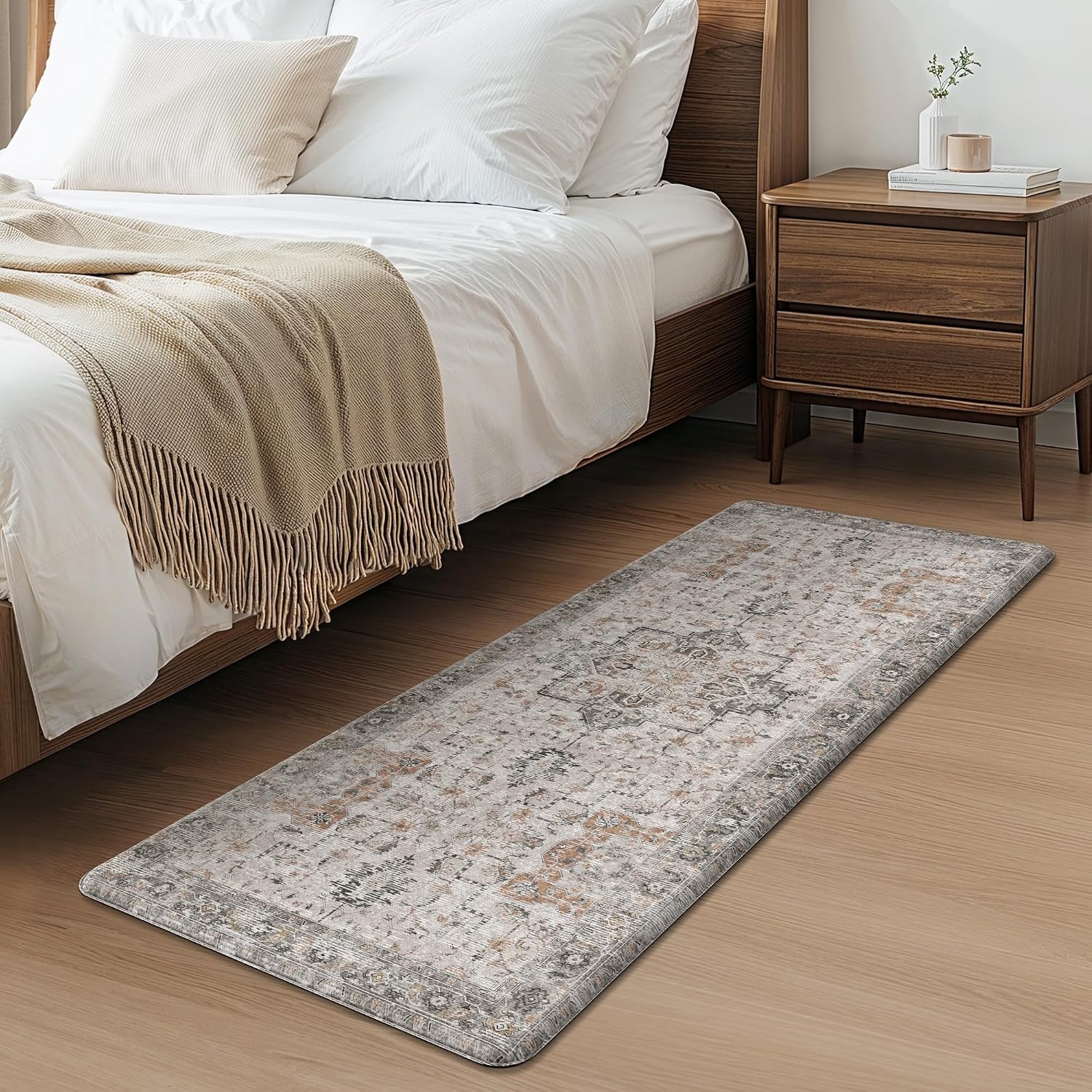 image:imageGENIMO Anti Fatigue Kitchen Mats for Floor 2PCS Cushioned Standing Mats 173x47amp173x30 Light Taupe Brown vintage boho rug set waterproof nonslip easyclean for home laundry sink farmhouseLight Taupe Brown