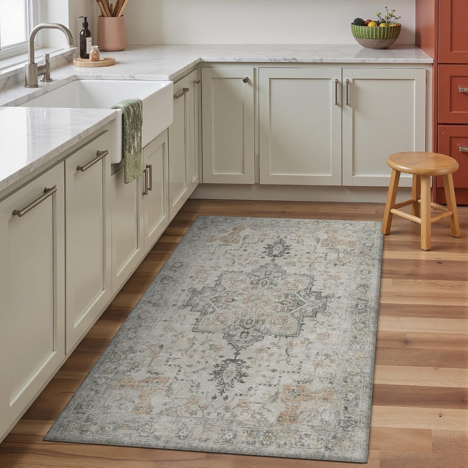 image:imageGENIMO Anti Fatigue Kitchen Mats for Floor 2PCS Cushioned Standing Mats 173x47amp173x30 Light Taupe Brown vintage boho rug set waterproof nonslip easyclean for home laundry sink farmhouseLight Taupe Brown