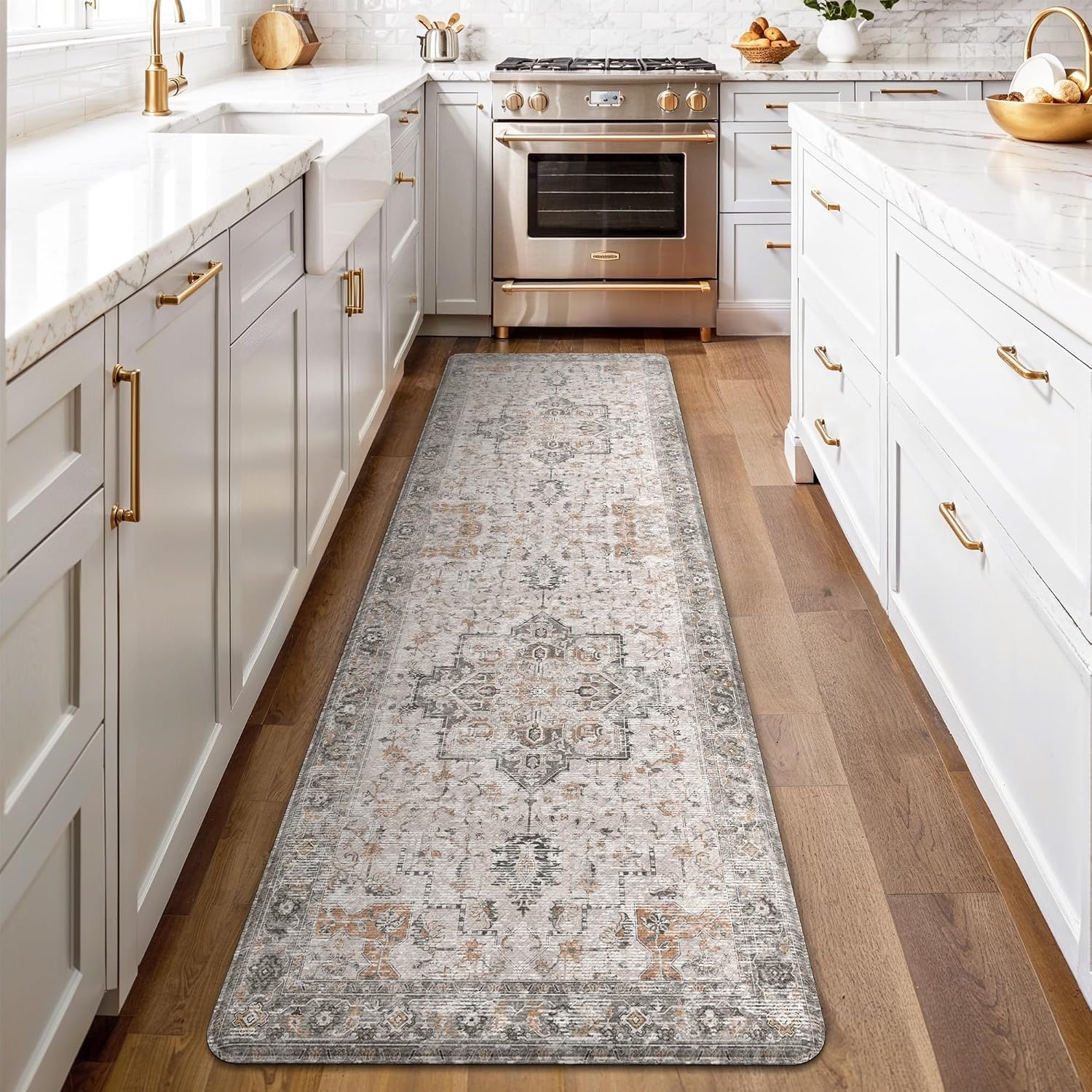 image:imageGENIMO Anti Fatigue Kitchen Mats for Floor 2PCS Cushioned Standing Mats 173x47amp173x30 Light Taupe Brown vintage boho rug set waterproof nonslip easyclean for home laundry sink farmhouseLight Taupe Brown