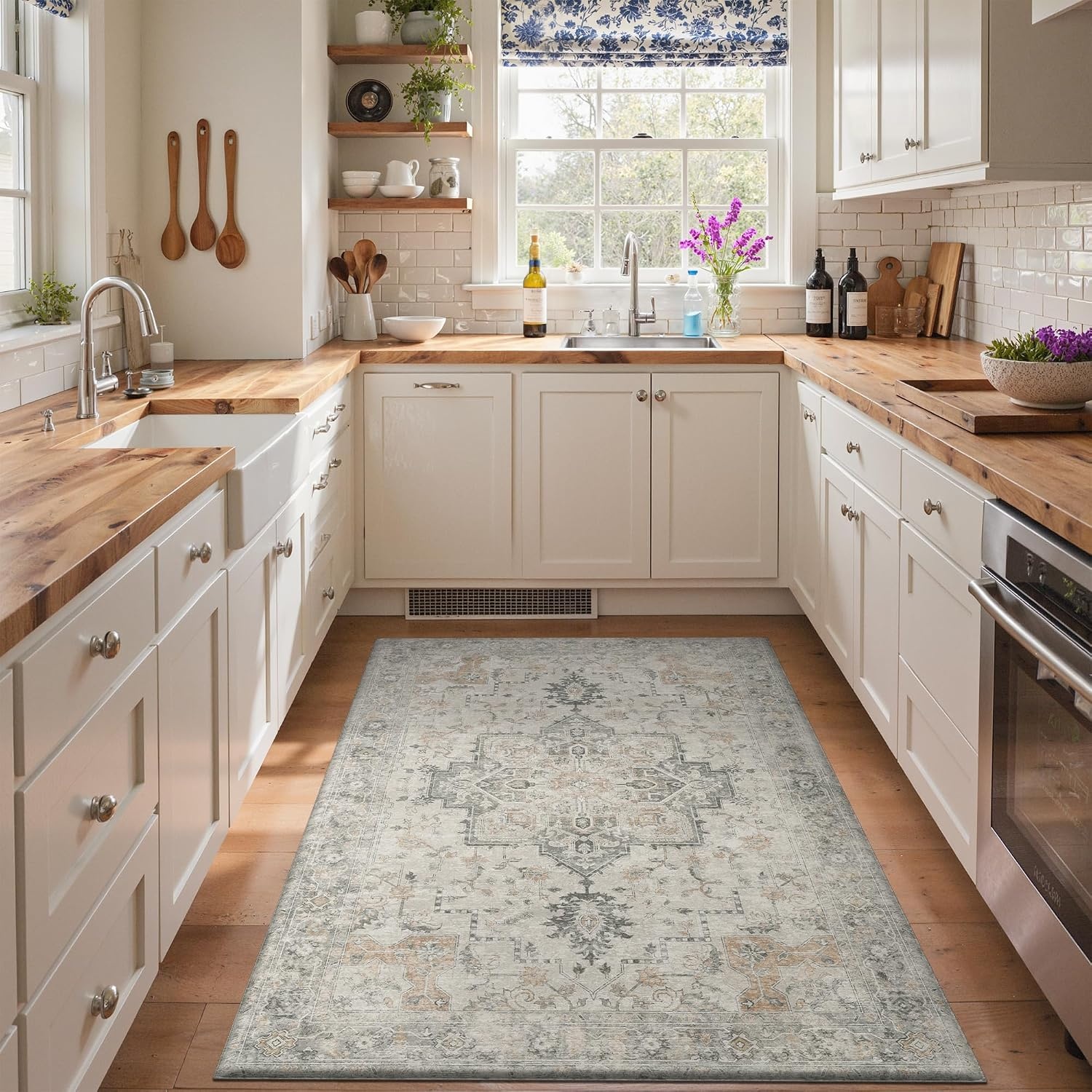 image:imageGENIMO Anti Fatigue Kitchen Mats for Floor 2PCS Cushioned Standing Mats 173x47amp173x30 Light Taupe Brown vintage boho rug set waterproof nonslip easyclean for home laundry sink farmhouseLight Taupe Brown