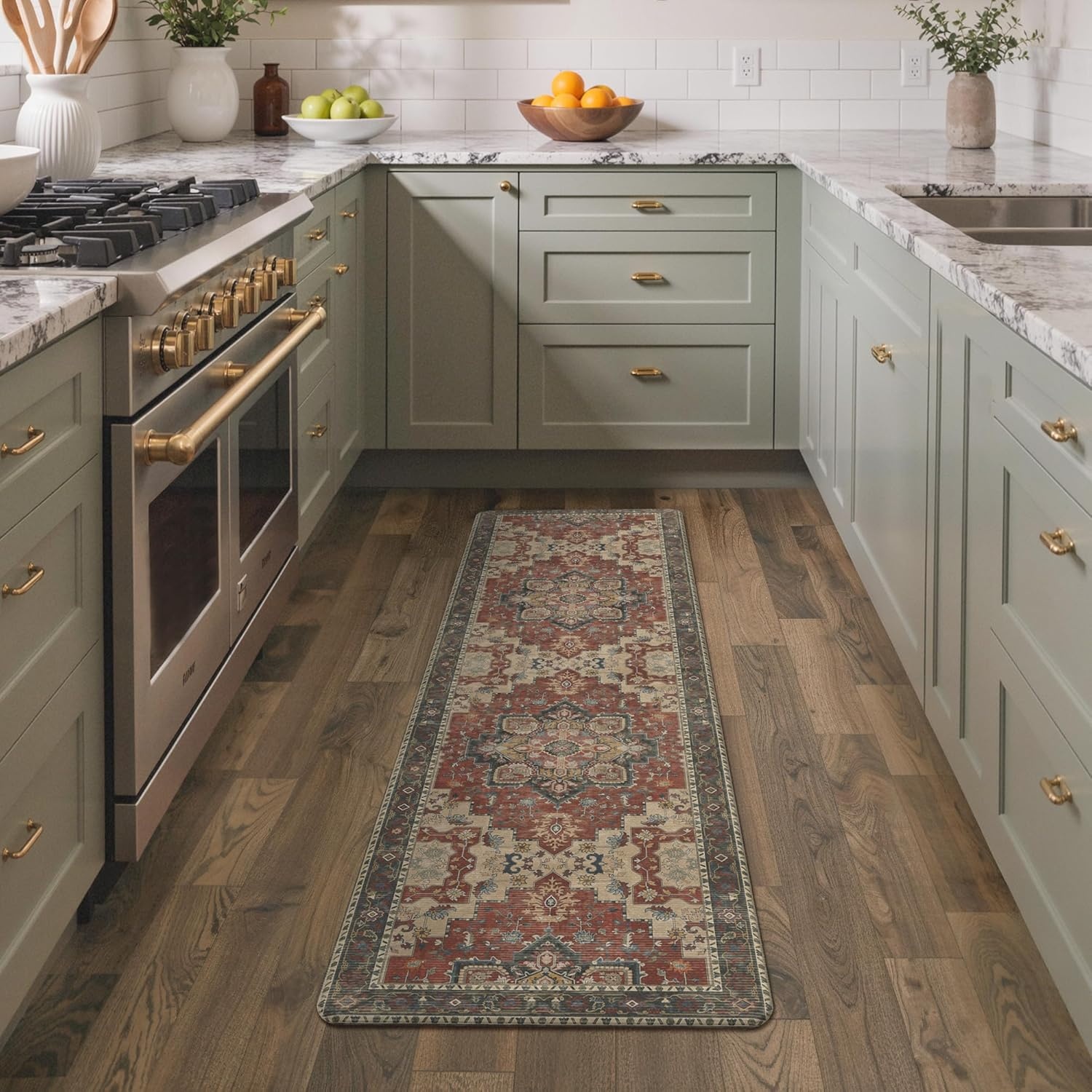 image:imageGENIMO Anti Fatigue Kitchen Mats for Floor 2PCS Cushioned Standing Mats 173x47amp173x30 Light Taupe Brown vintage boho rug set waterproof nonslip easyclean for home laundry sink farmhouseBordeaux Red