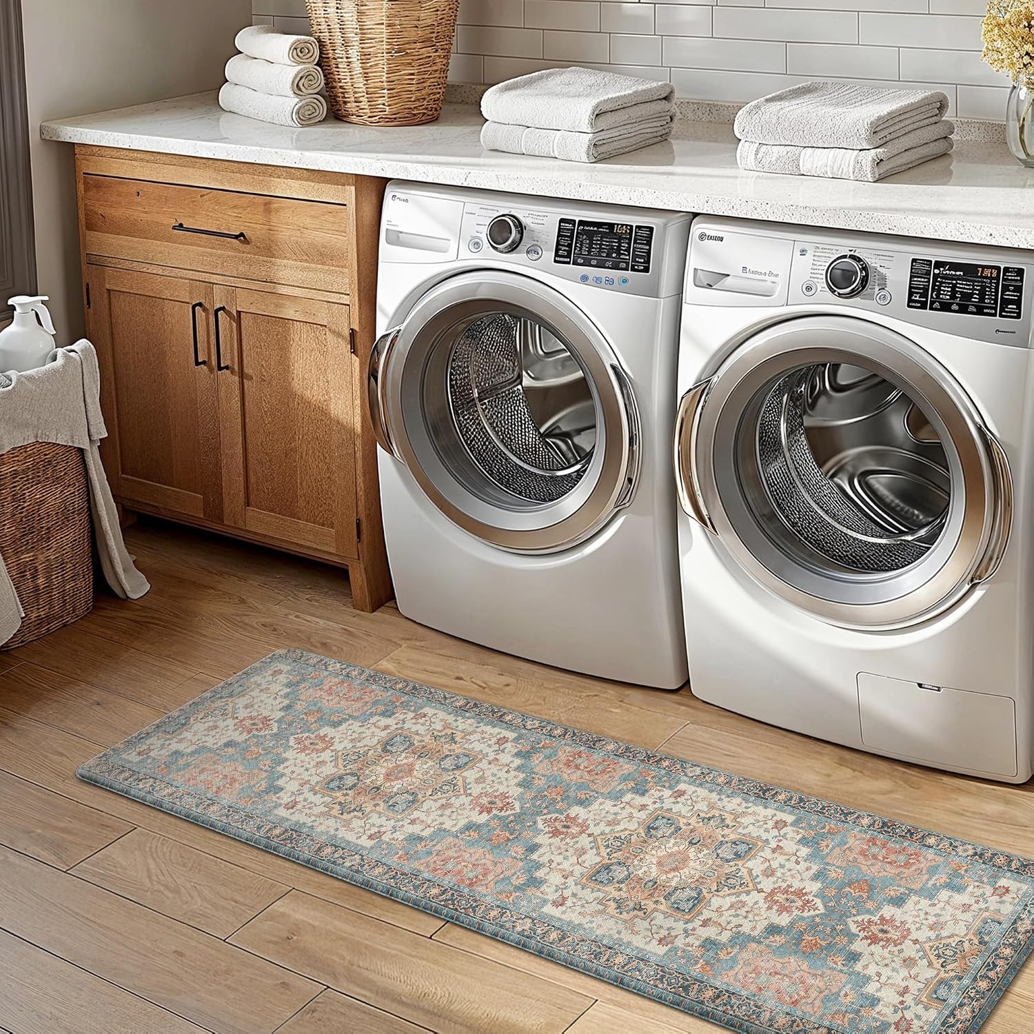 image:imageGENIMO Anti Fatigue Kitchen Mats for Floor 2PCS Cushioned Standing Mats 173x47amp173x30 Light Taupe Brown vintage boho rug set waterproof nonslip easyclean for home laundry sink farmhouseBluesalmon