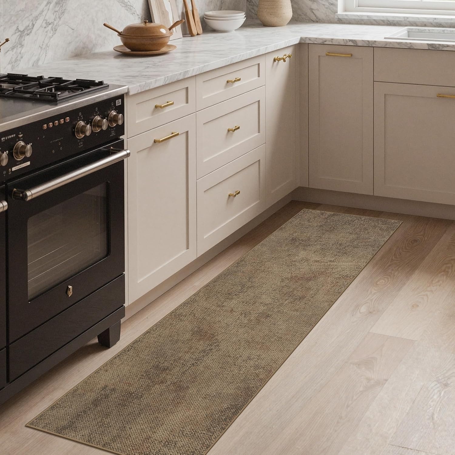 image:imageGENIMO Anti Fatigue Kitchen Mats for Floor 2PCS Cushioned Standing Mats 173x47amp173x30 Light Taupe Brown vintage boho rug set waterproof nonslip easyclean for home laundry sink farmhouseJute