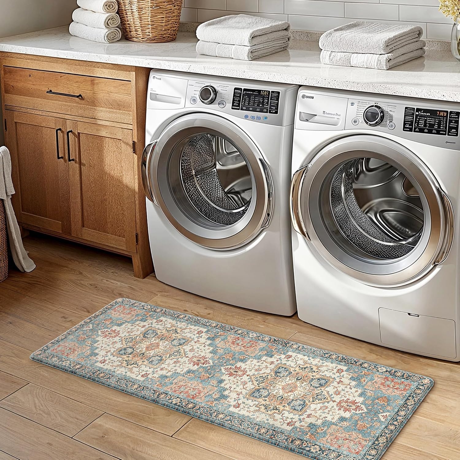 image:imageGENIMO Anti Fatigue Kitchen Mats for Floor 2PCS Cushioned Standing Mats 173x47amp173x30 Light Taupe Brown vintage boho rug set waterproof nonslip easyclean for home laundry sink farmhouseBluesalmon