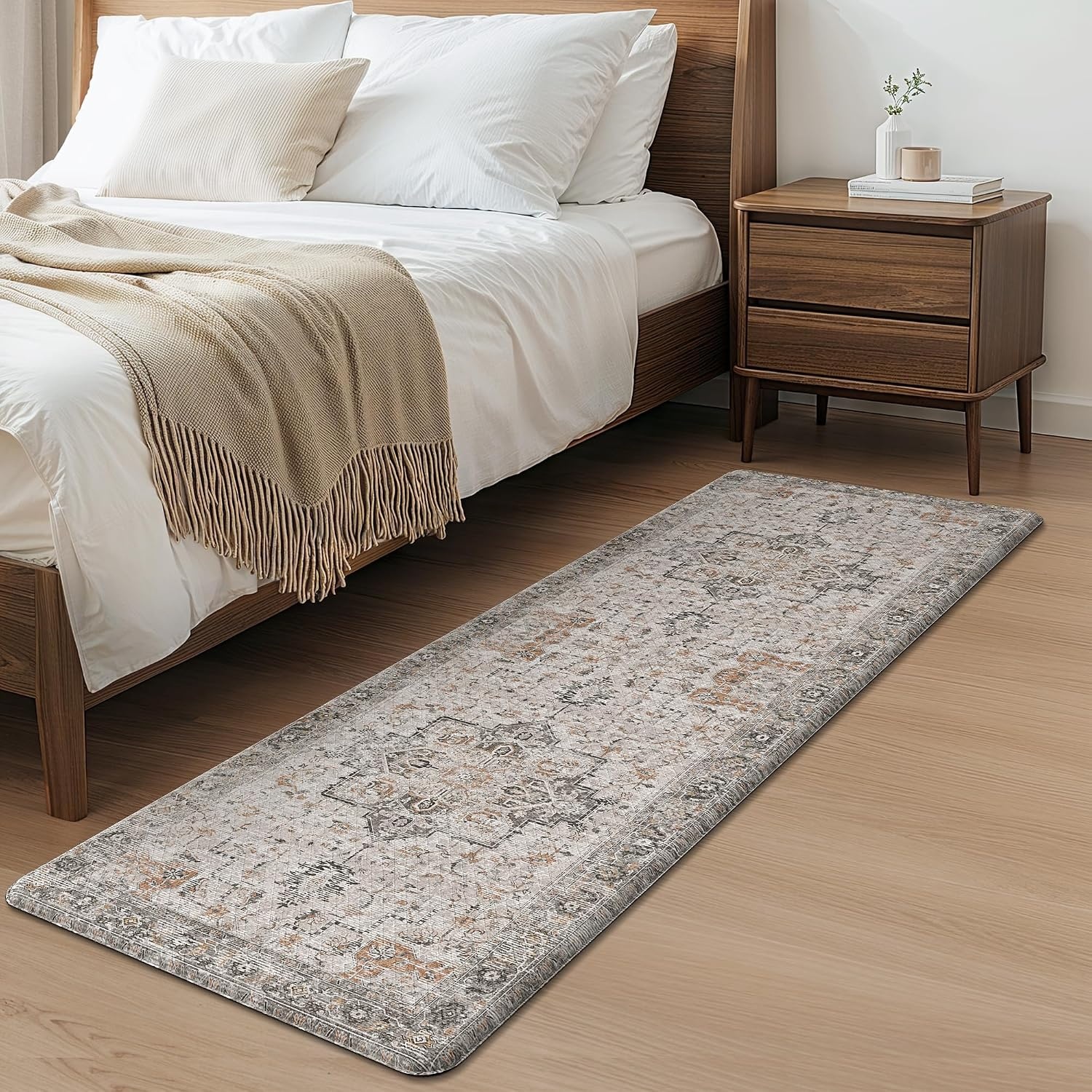 image:imageGENIMO Anti Fatigue Kitchen Mats for Floor 2PCS Cushioned Standing Mats 173x47amp173x30 Light Taupe Brown vintage boho rug set waterproof nonslip easyclean for home laundry sink farmhouseLight Taupe Brown