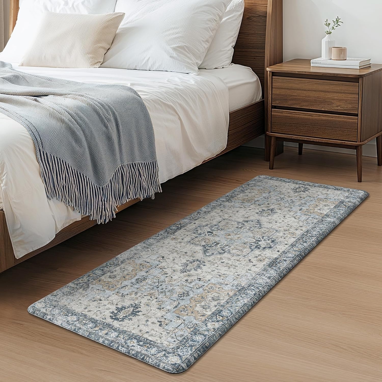 image:imageGENIMO Anti Fatigue Kitchen Mats for Floor 2PCS Cushioned Standing Mats 173x47amp173x30 Light Taupe Brown vintage boho rug set waterproof nonslip easyclean for home laundry sink farmhouseLight Blue