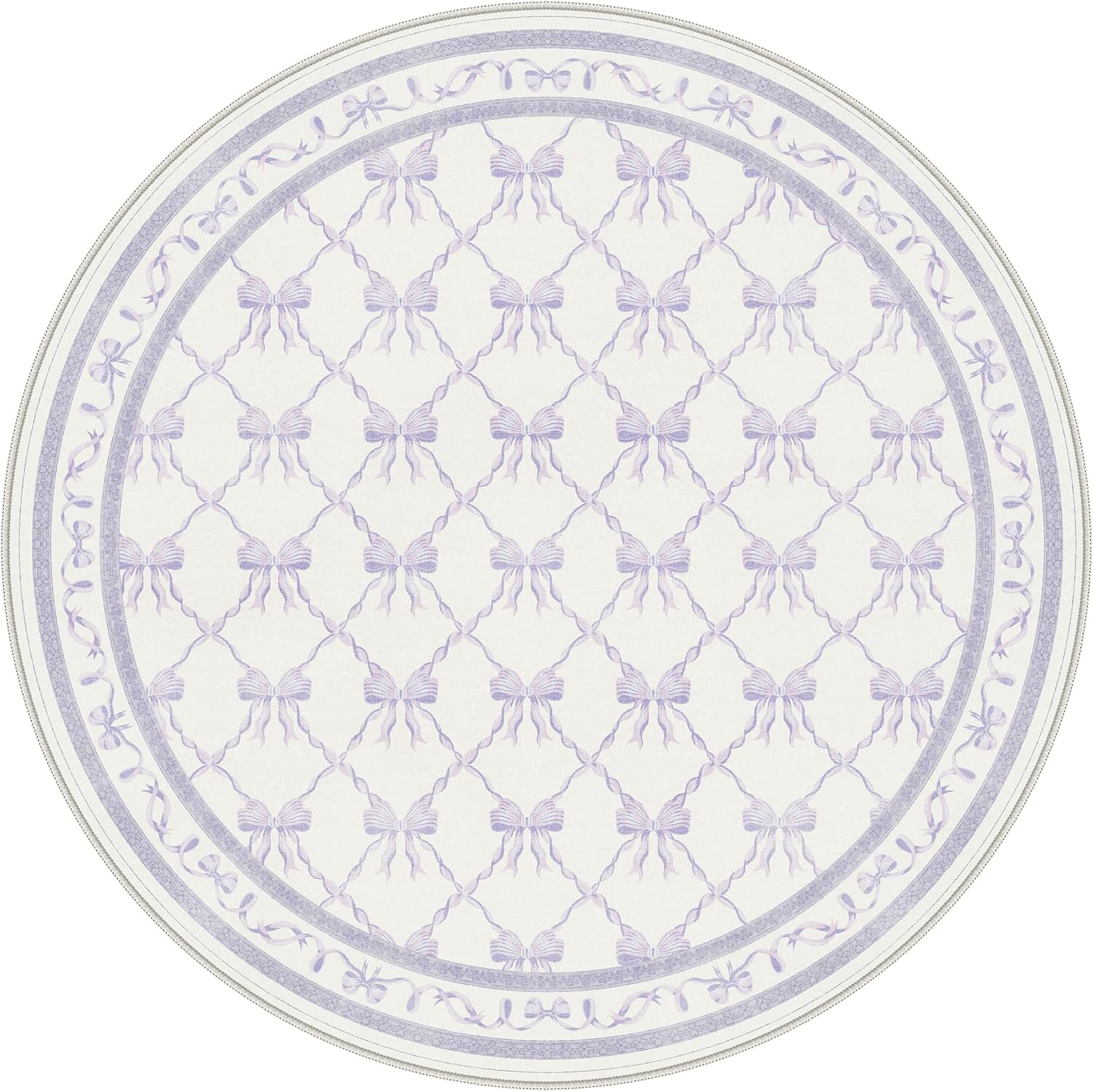 image:imageGENIMO Area Rugs 6X9 for Living Room Bedroom Machine Washable Non Slip Flower Bow Rug Low Pile Soft Cute Floral Rug for Dining Room Girls Room Nursery Room and Playroom Pink BowPurple Bow