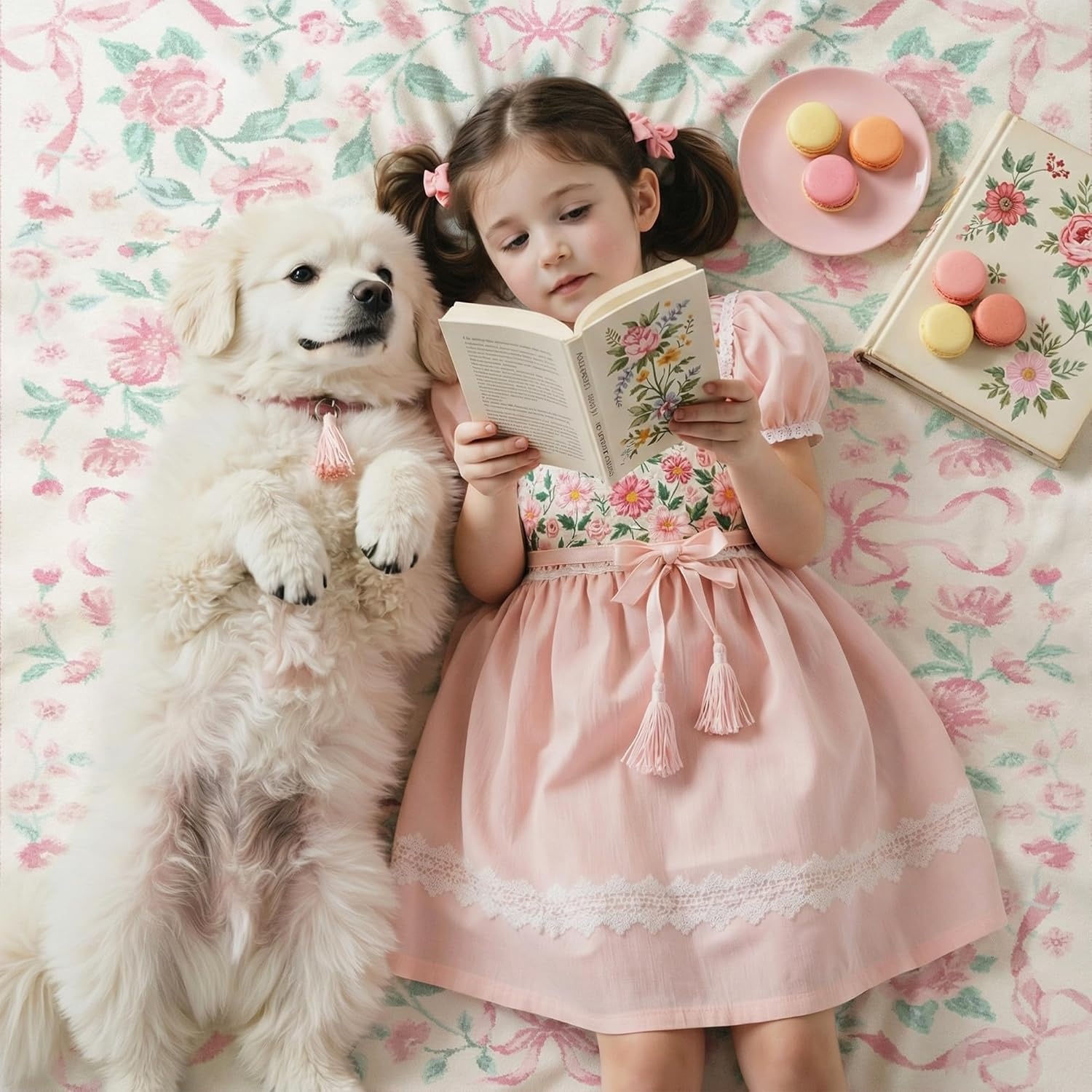 image:imageGENIMO Area Rugs 6X9 for Living Room Bedroom Machine Washable Non Slip Flower Bow Rug Low Pile Soft Cute Floral Rug for Dining Room Girls Room Nursery Room and Playroom Pink BowPink Floral Bow